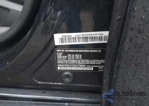 2013 BMW 550I z USA, uszkodzony, nr VIN WBAFR9C57DDX79694